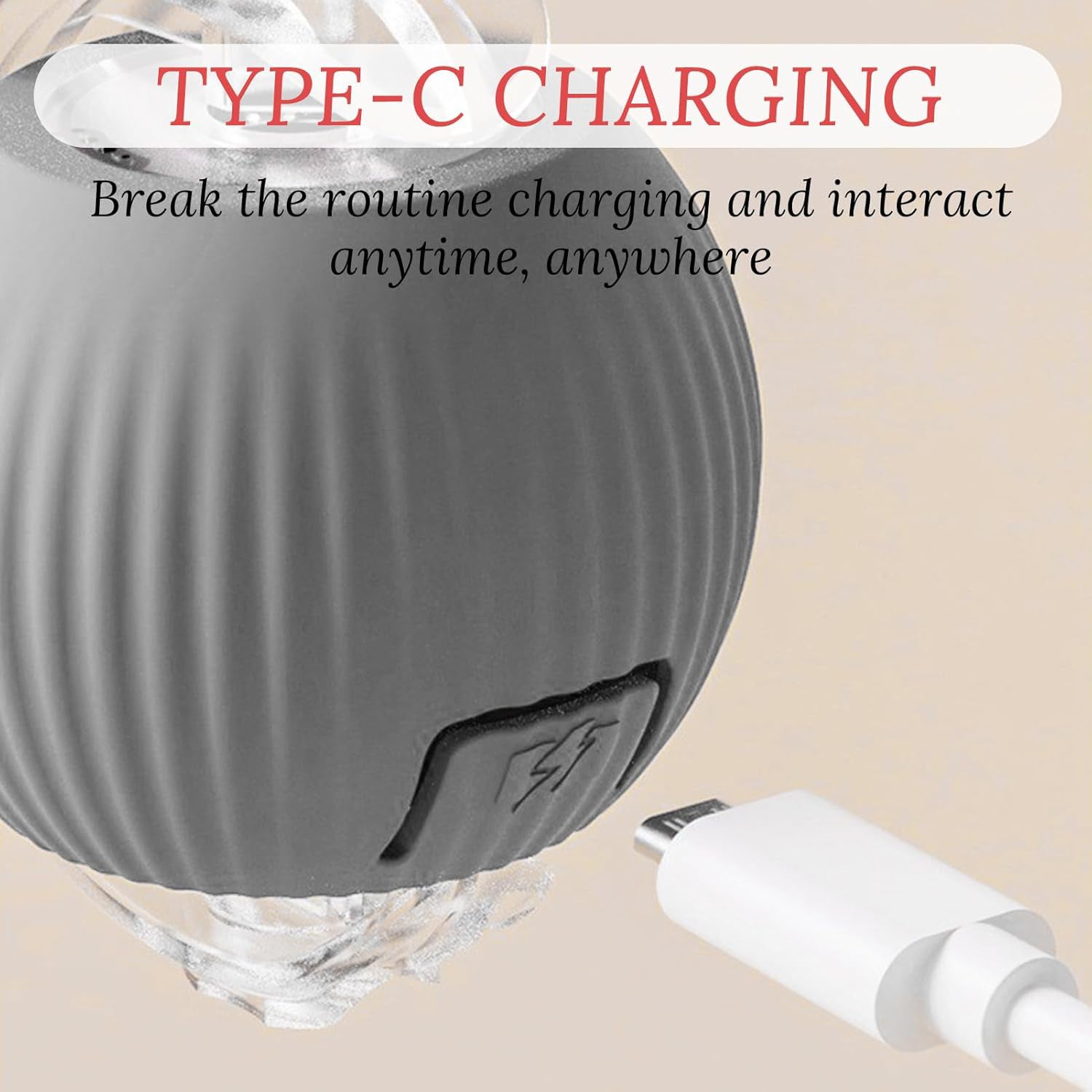 Rechargeable Interactive Cat Toy Ball with Detachable Braided Tail and LED Light (1 Pc) Rechargeable Interactive Cat Toy Ball with Detachable Braided Tail and LED Light (1 Pc)